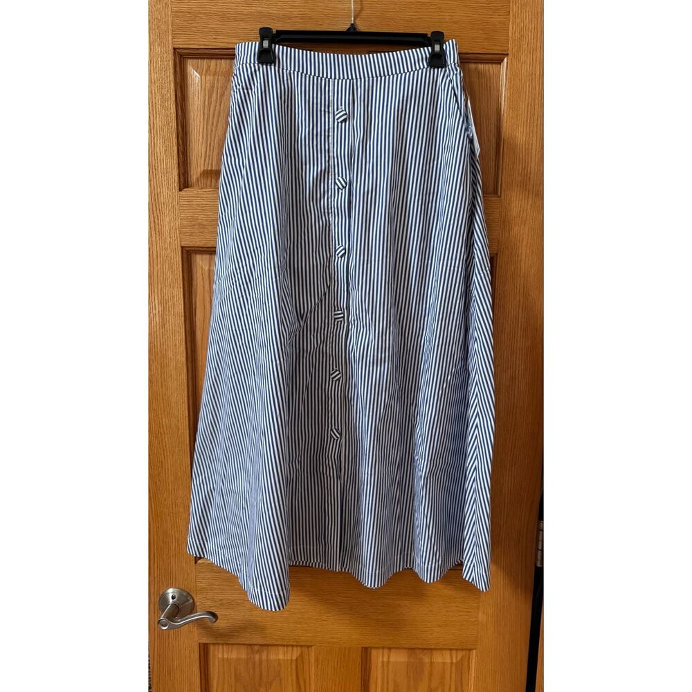 1901 Women's Blue & White Striped Midi Skirt - New w/Tags - Picture 4 of 8